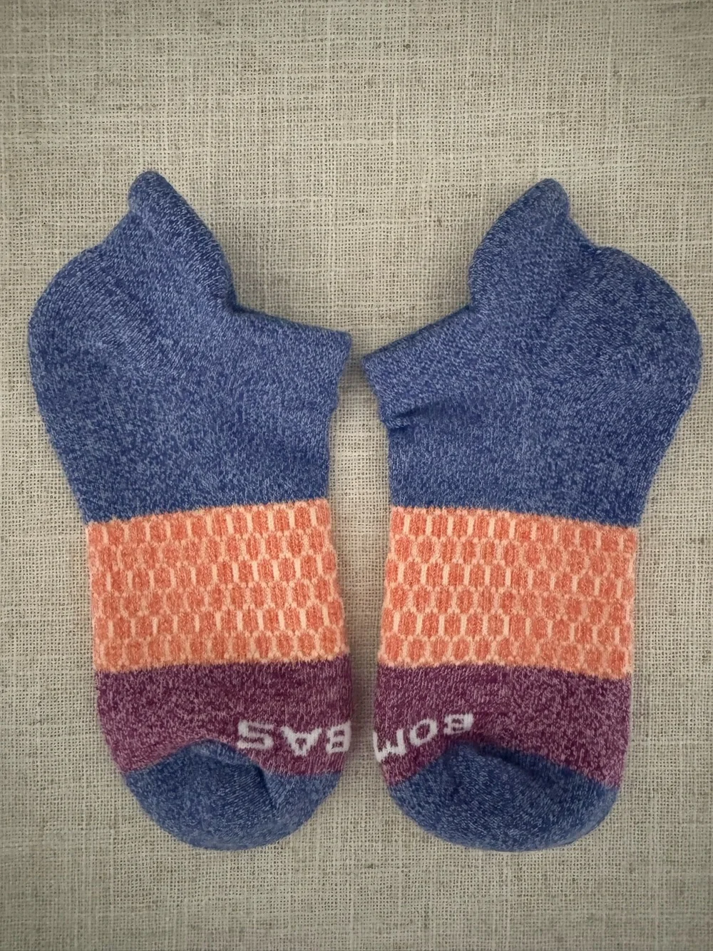 Bombas Tri-Block Ankle Socks NEW Blue Womens Active Athletic Small